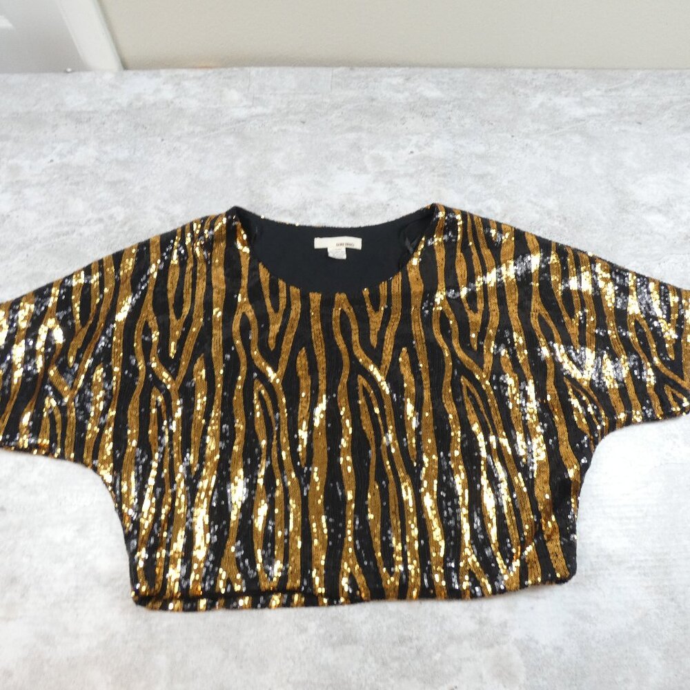 Sans Souci Crop Zebra Sequin Clubwear Dance Club